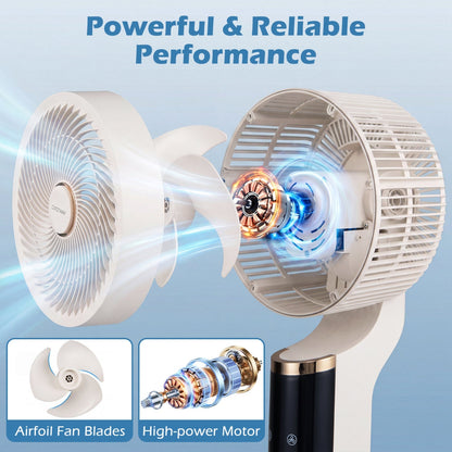 Compact Oscillating Standing Fan with 70° Oscillation and 90° Tilt for Home Office