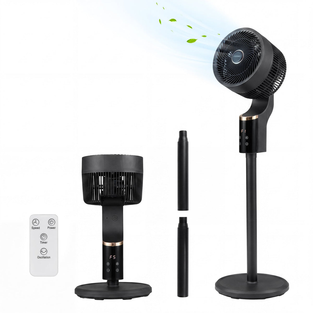 Compact Oscillating Standing Fan with 70° Oscillation and 90° Tilt for Home Office