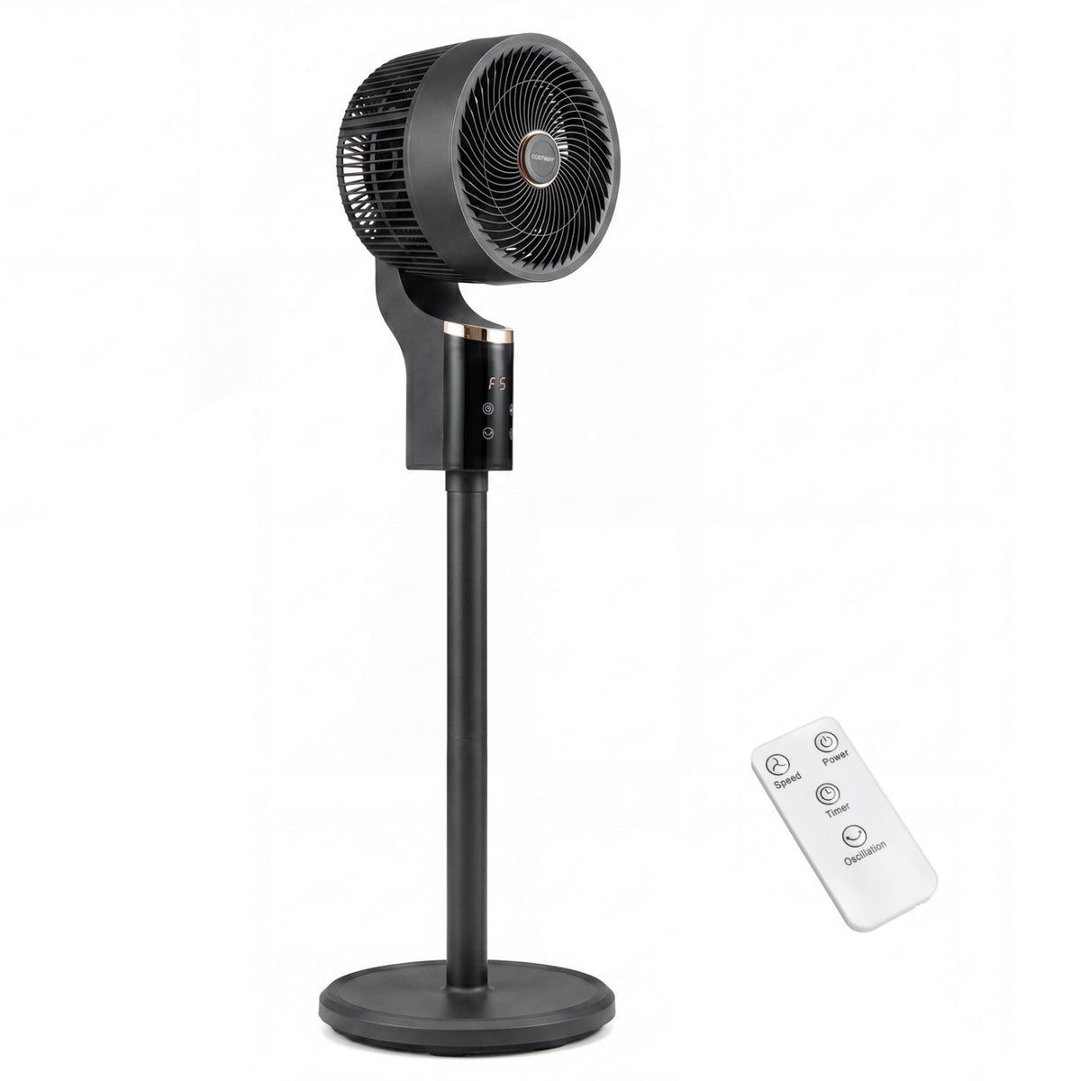 Compact Oscillating Standing Fan with 70° Oscillation and 90° Tilt for Home Office