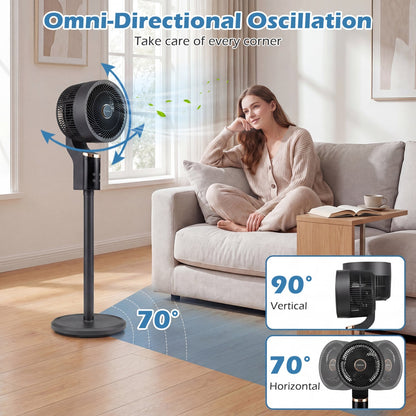 Compact Oscillating Standing Fan with 70° Oscillation and 90° Tilt for Home Office