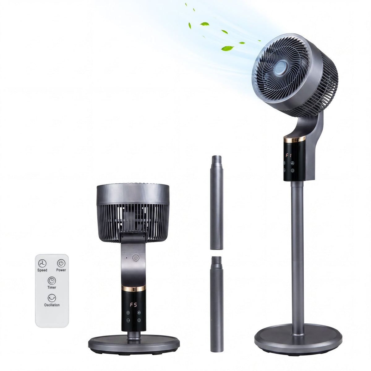 Compact Oscillating Standing Fan with 70° Oscillation and 90° Tilt for Home Office