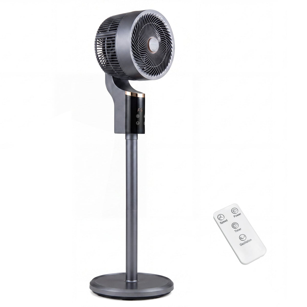 Compact Oscillating Standing Fan with 70° Oscillation and 90° Tilt for Home Office