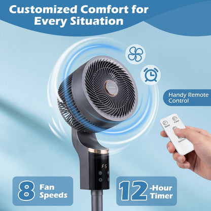 Compact Oscillating Standing Fan with 70° Oscillation and 90° Tilt for Home Office