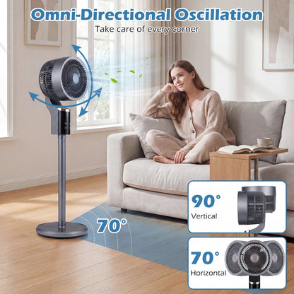 Compact Oscillating Standing Fan with 70° Oscillation and 90° Tilt for Home Office