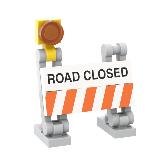 "Road Closed" Construction Barrier - Custom Printed Building Set - Made Using LEGO® Parts