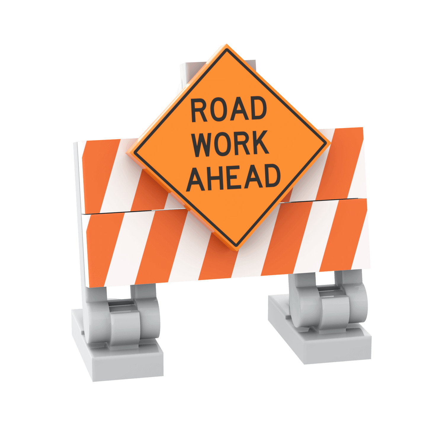 "Road Work Ahead" Construction Barrier - Custom Printed Building Set - Made Using LEGO® Parts