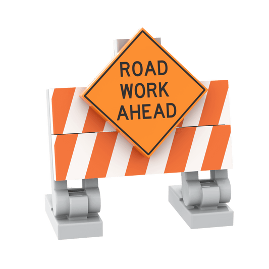 "Road Work Ahead" Construction Barrier - Custom Printed Building Set - Made Using LEGO® Parts