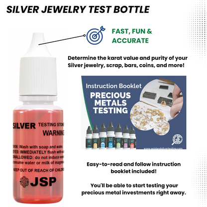 JSP Silver Test Kit Jewelry Precious Metals Scrap Testing 999 Sterling bars