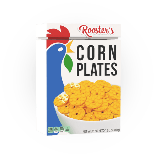 Corn Plates - Breakfast Cereal - Custom Printed 1x2x2 Brick & Tile - Made Using LEGO® Parts