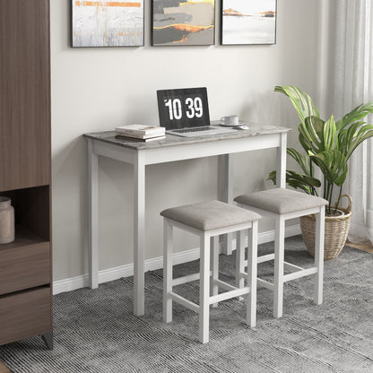 Counter-Height Dining Table and 2 Upholstered Bar Stools