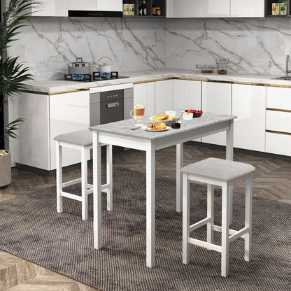 Counter-Height Dining Table and 2 Upholstered Bar Stools