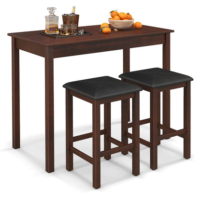 Counter-Height Dining Table and 2 Upholstered Bar Stools