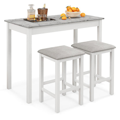Counter-Height Dining Table and 2 Upholstered Bar Stools