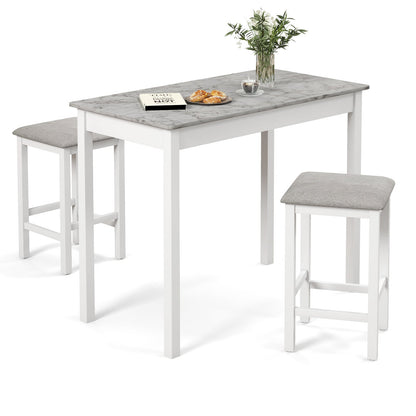 Counter-Height Dining Table and 2 Upholstered Bar Stools