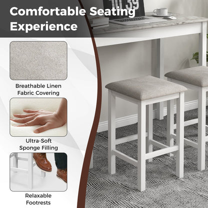 Counter-Height Dining Table and 2 Upholstered Bar Stools