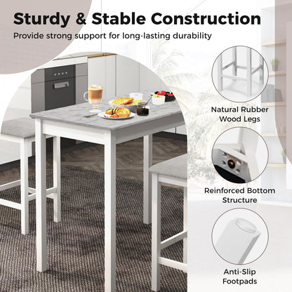 Counter-Height Dining Table and 2 Upholstered Bar Stools