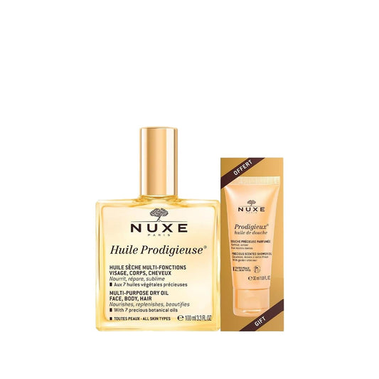 Nuxe Huile Prodigieuse Skincare Set - Luxurious Multi-Purpose Dry Oil & Shower Gel Bundle