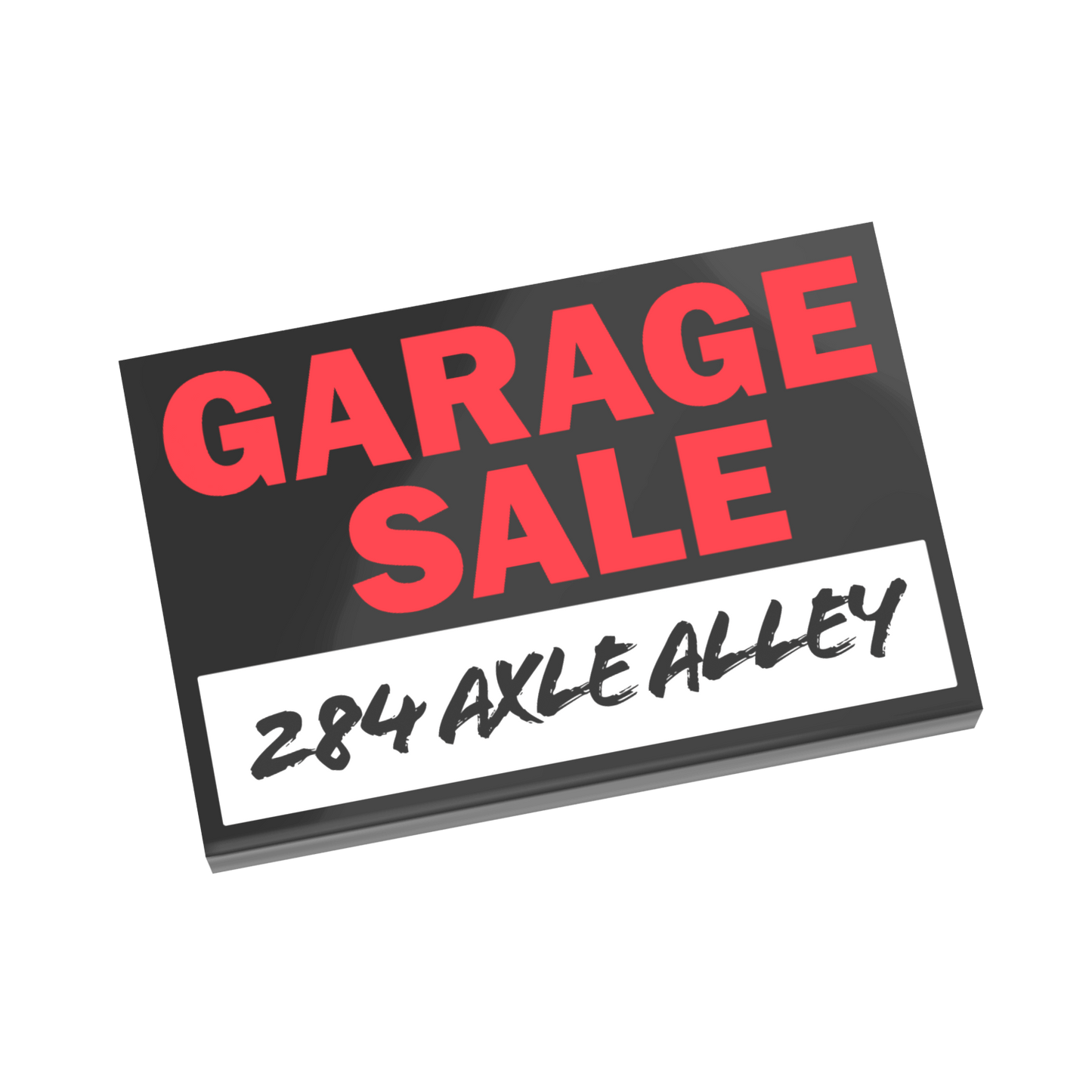 Garage Sale Sign - Custom Printed Minifig Scale Tile - Made Using LEGO® parts