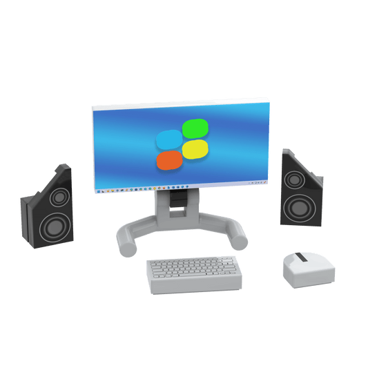 Desktop Computer - Minifig Scale - Custom Printed Set - Made Using LEGO® Parts