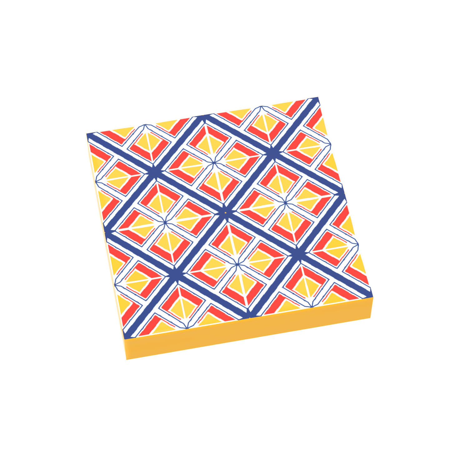 Yellow Floral Spanish Tile for Floor & Wall - Custom Printed  - Made Using LEGO® Parts