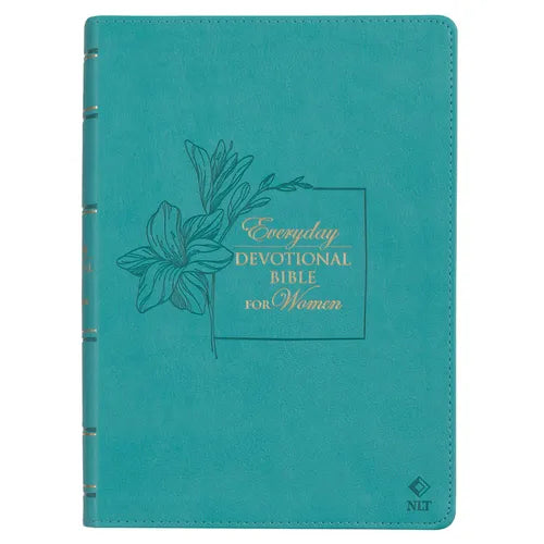 NLT Holy Bible Everyday Devotional Bible for Women New Living Translation Vegan Leather, Teal Debossed - Leather