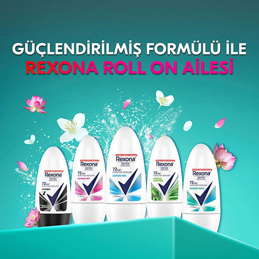 Rexona Cotton Dry Roll-On Deodorant for Women: 72-Hour Protection, Hypoallergenic, and Soft Cotton Extracts - Stay Fresh All Day.