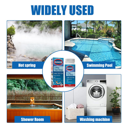 3-In-1 Ph Test, Paper Pool Water Quality Total Alkalinity Hardness Pool Clean Water Ph Test Strip