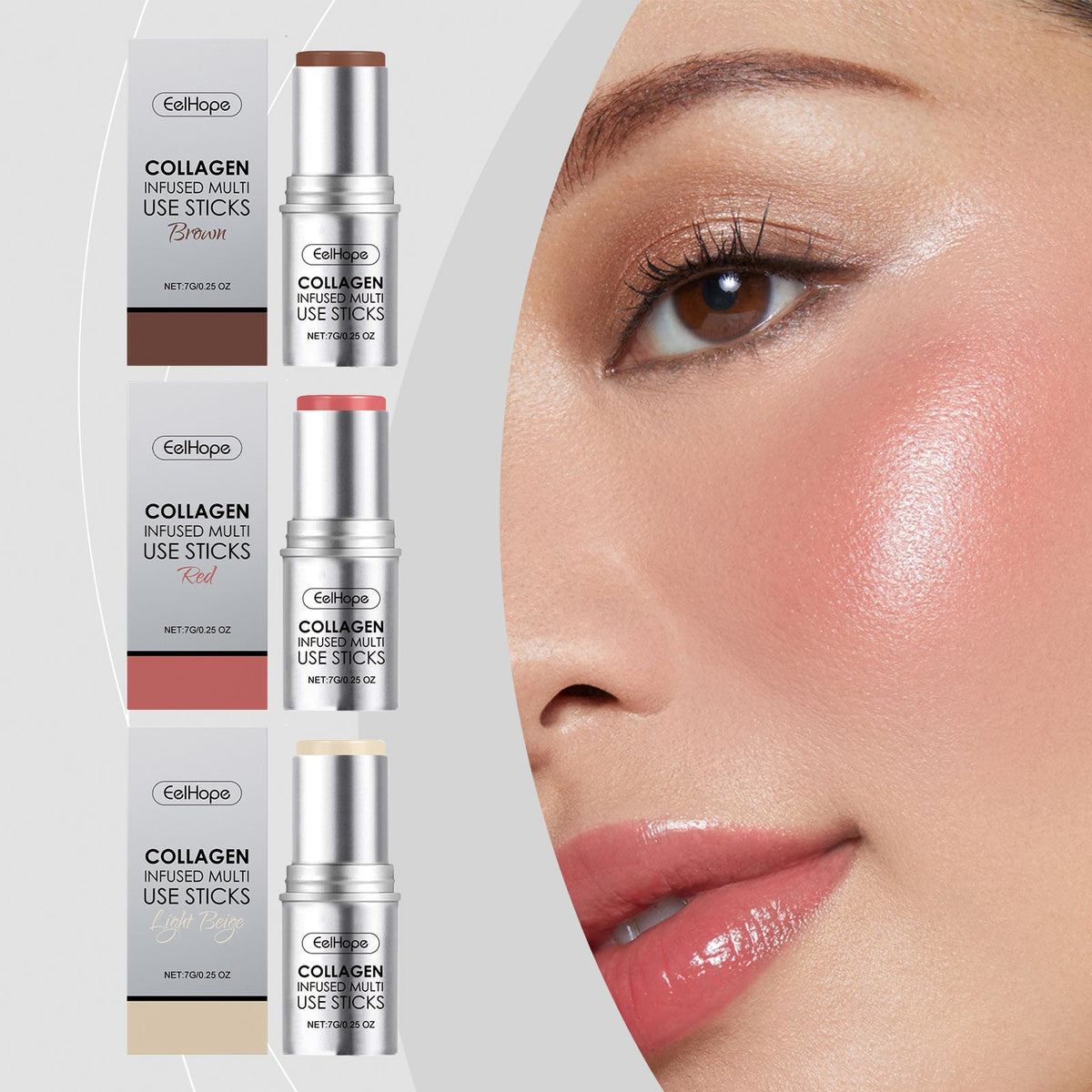 Collagen Makeup Stick Moisturizes Natural Multicolor Blush Stick