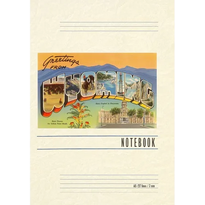 Vintage Lined Notebook Greetings from Wyoming - Paperback