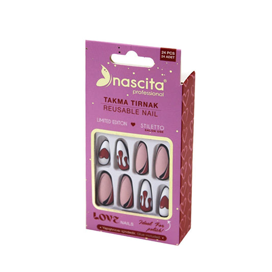 Nascita Pro Love Series Artificial Nails - Reusable, Easy to Apply, Temporary Nail Enhancement Kit