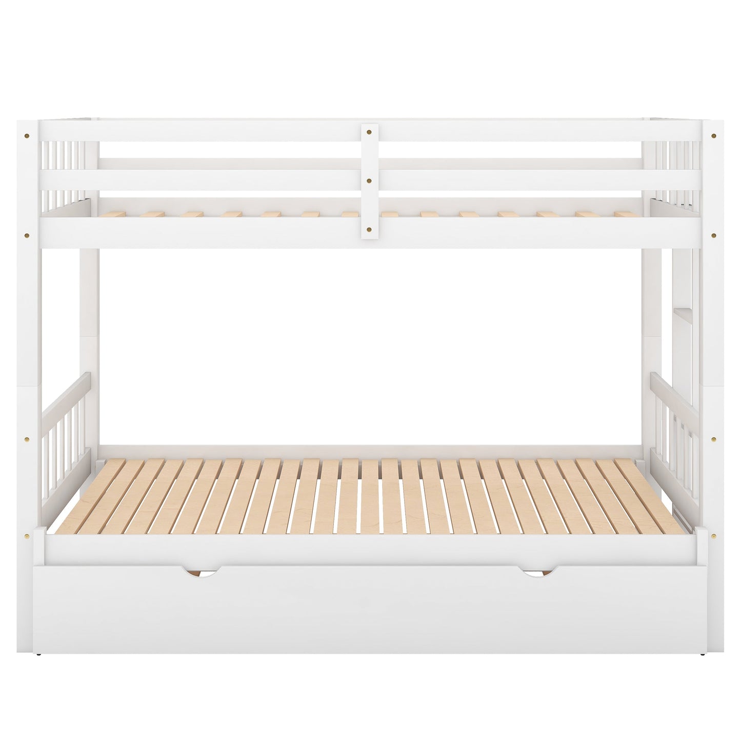 Twin over Pull-out Bunk Bed with Trundle  White