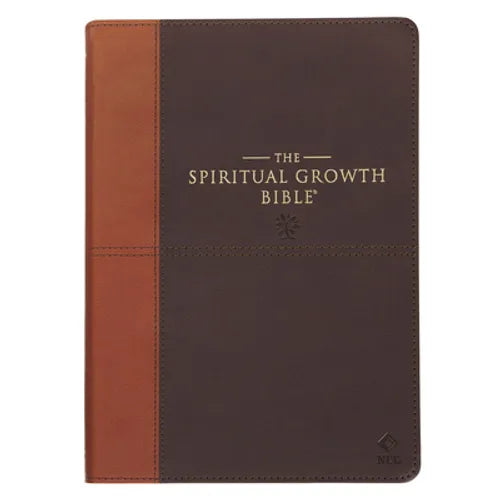 The Spiritual Growth Bible, Study Bible, NLT - New Living Translation Holy Bible, Faux Leather, Chocolate Brown/Ginger - Leather
