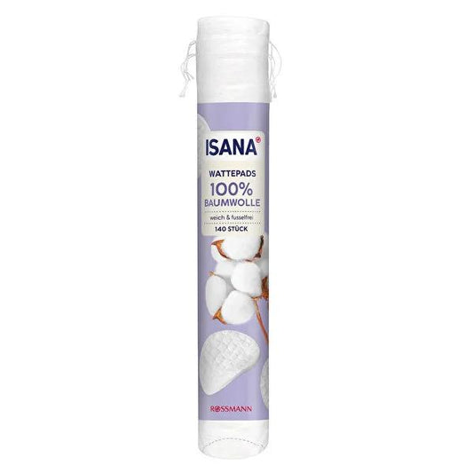 Isana Cotton Pads for Makeup Removal - Soft, High Absorbency, 140 Count