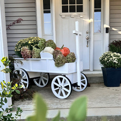 54 Inch Wood and Iron White Display Rolling Cart