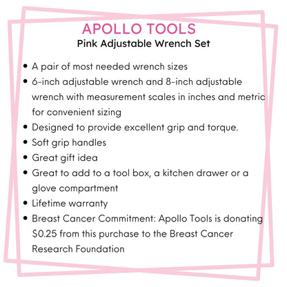 2 Adjustable Wrenches - Pink - DT5007P
