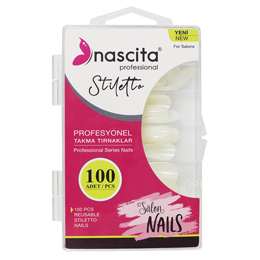 Nascita 100 Piece Reusable Stiletto Nail Tips Kit - DIY Nail Beauty Solution for Artificial Nail Enhancement