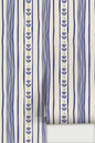 Daisy Chain Stripe Wallpaper, beige and blue