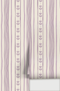 Daisy Chain Stripe Wallpaper, beige and lavender