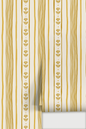 Daisy Chain Stripe Wallpaper, beige and yellow