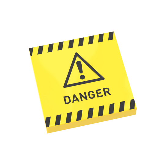 Danger Warning Sign - Custom Printed - Made Using a LEGO® Tile