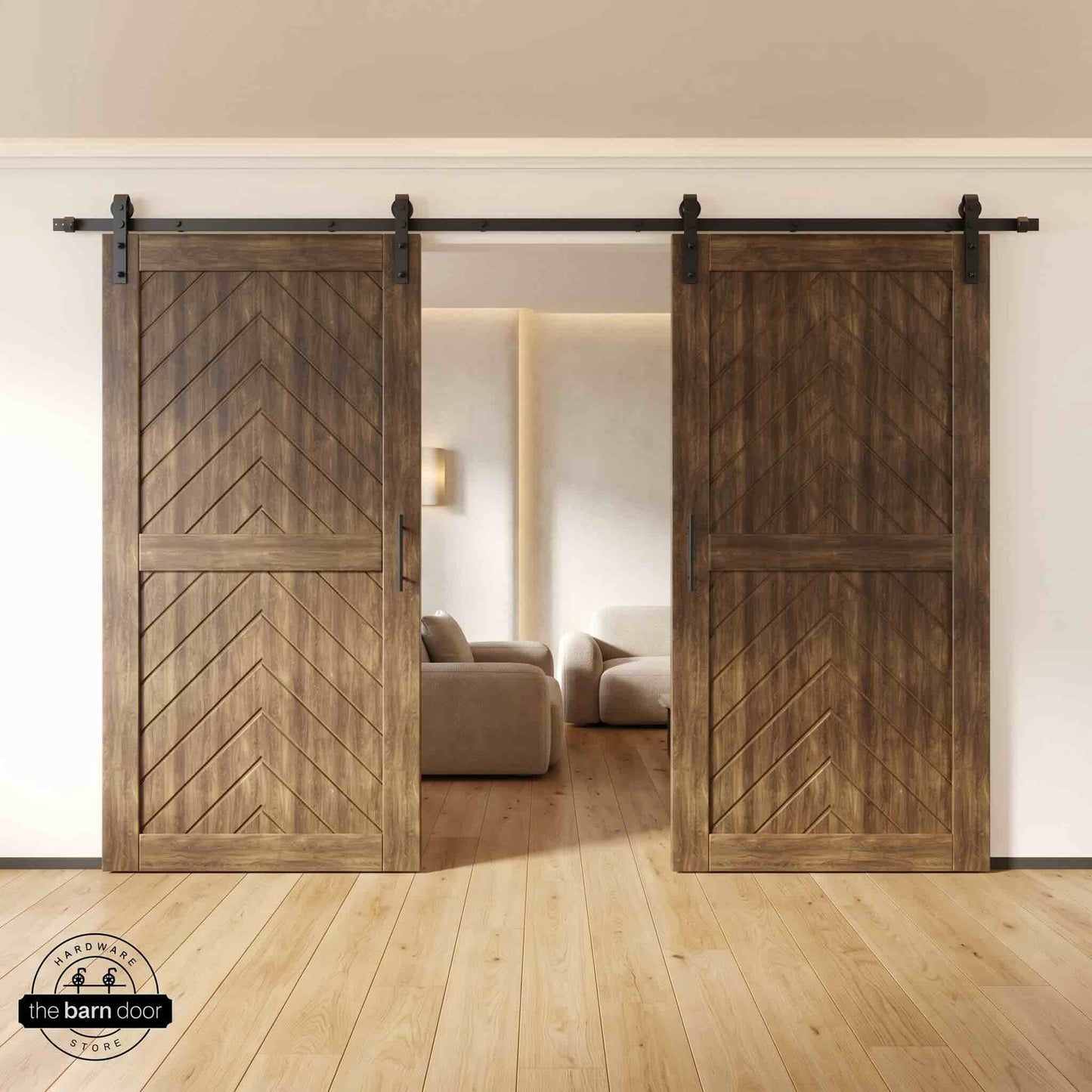 Fishbone Double Barn Door Kit | Black Hardware