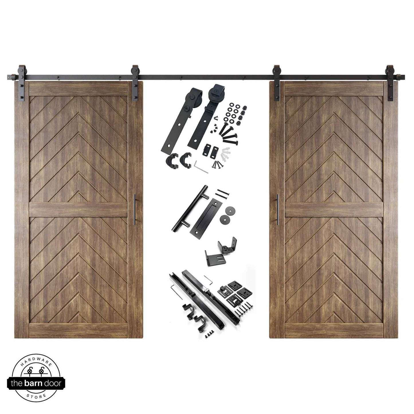 Fishbone Double Barn Door Kit | Black Hardware