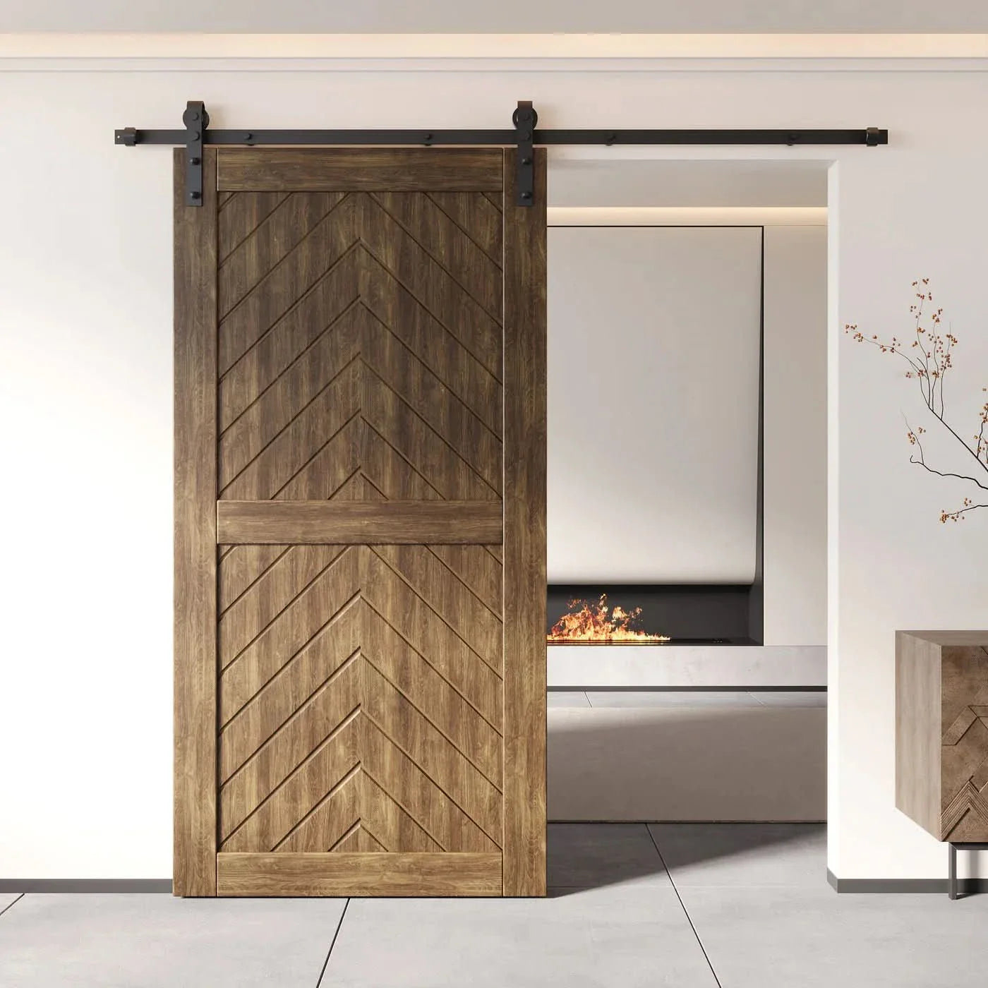 Fishbone Single Barn Door Kit | Black Hardware