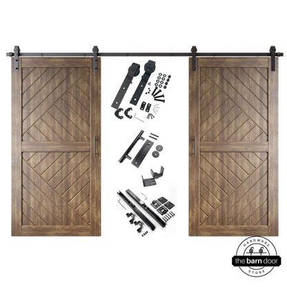 Patterned Double Door Barn Door Kit | Black Barn Door Hardware