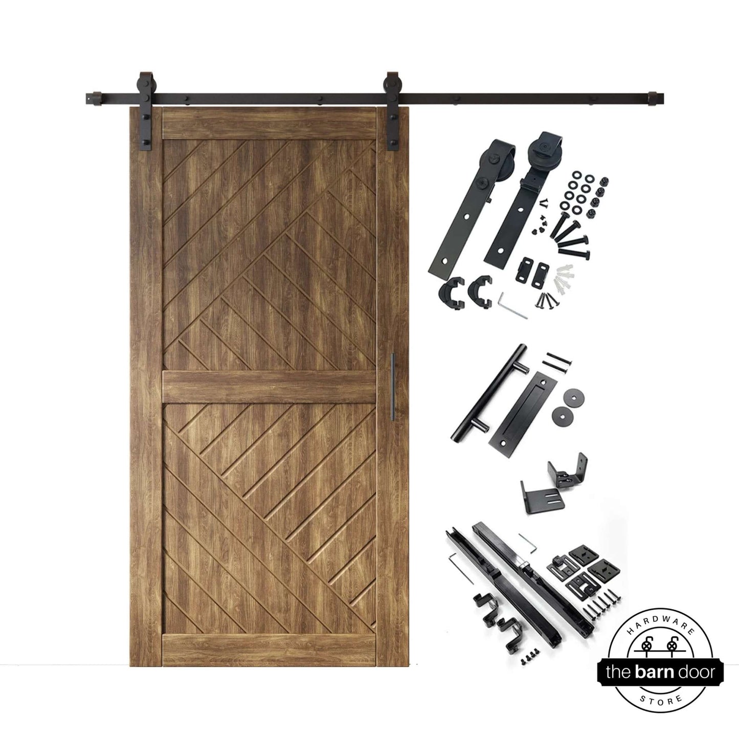 Patterned Single Door Barn Door Kit | Black Barn Door Hardware