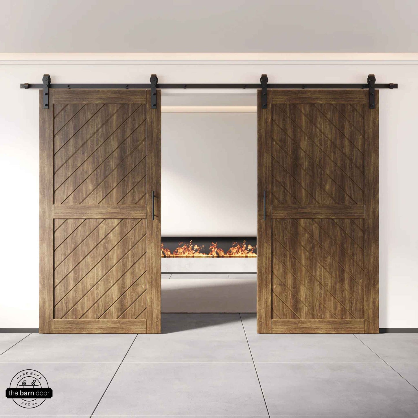 Slanted Double Barn Door Kit | Black Hardware