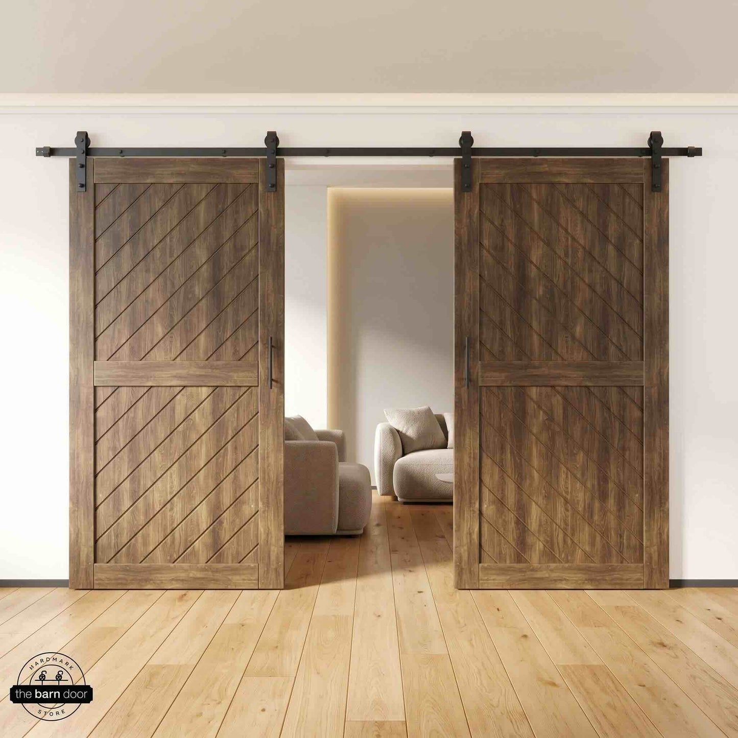 Slanted Double Barn Door Kit | Black Hardware