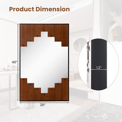 37.5 Inch x 26.5 Inch Decorative Rectangle Wall Mirror with Piano Key-Shaped Frame-Black