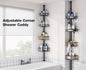 4-Tier Corner Shower Organizer Telescopic Pole Rustproof Bathroom Storage Black