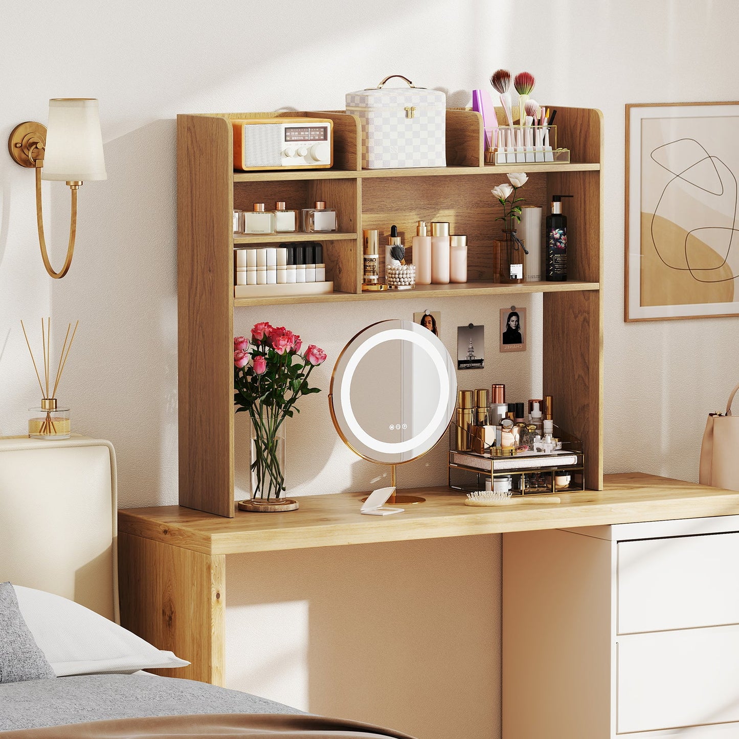 Desktop Bookshelf Countertop Storage Hutch with 6 Shelves